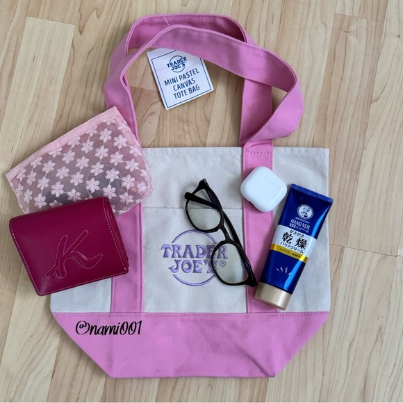 Viral Trader Joe’s Limited Edition Pastel Pink Mini Canvas Tote - Picture 2 of 3